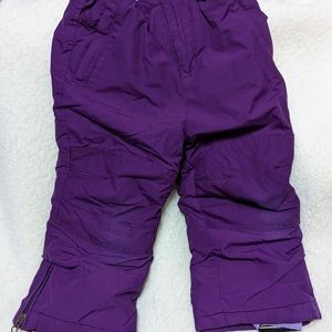 Little Girl 3T Lands End purple snow pants - grow cuffs and reinforced NICE